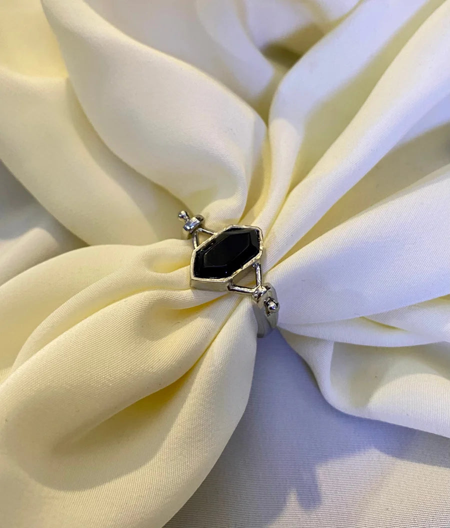 Classic Midnight Velvet Black Stone Ring