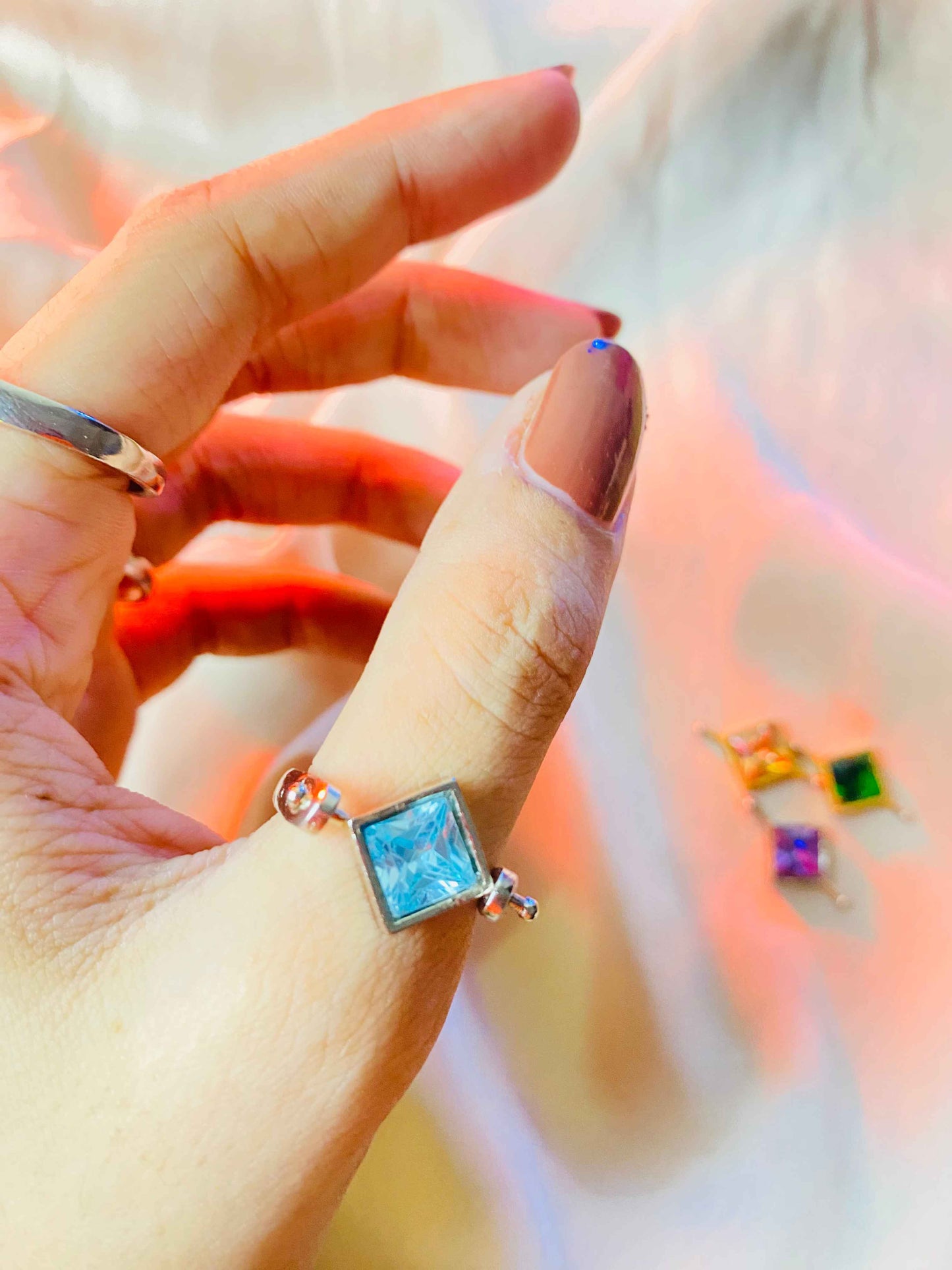 Crystal Azure breeze Stone Ring