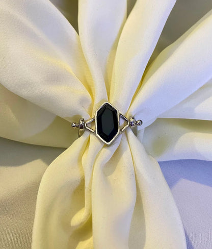 Classic Midnight Velvet Black Stone Ring