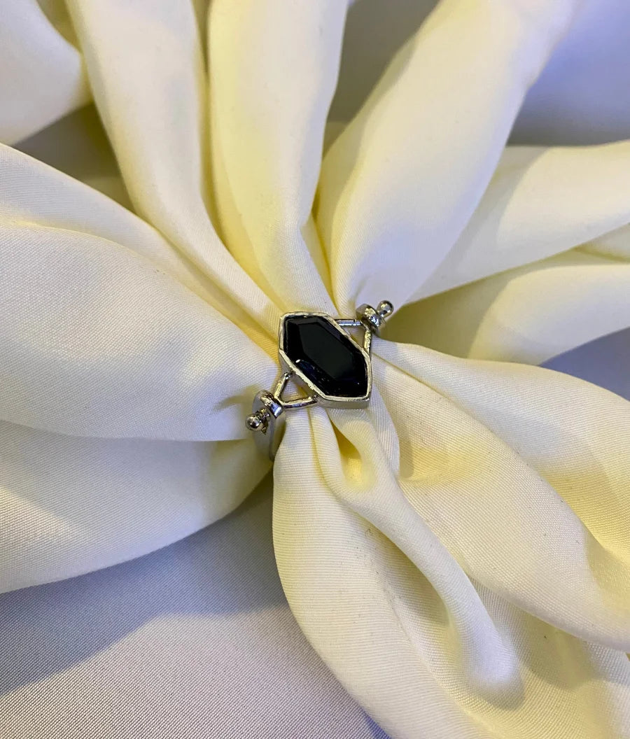 Classic Midnight Velvet Black Stone Ring