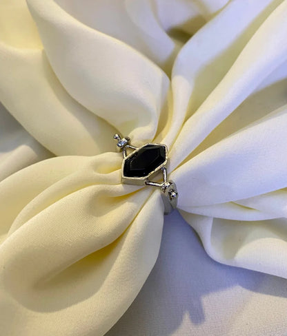 Classic Midnight Velvet Black Stone Ring