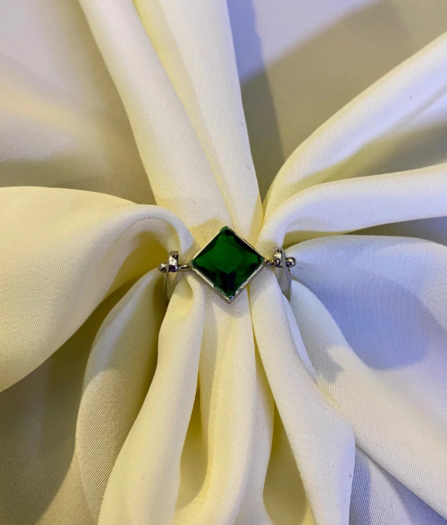 Crystal Emerald mist Stone Ring