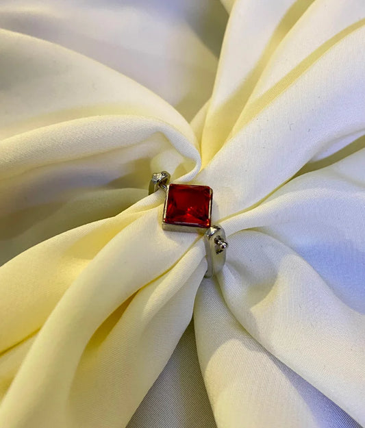 Crystal Crimson aura Stone Ring