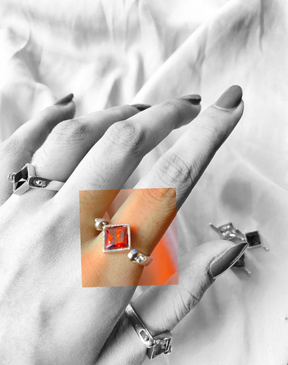 Crystal Crimson aura Stone Ring