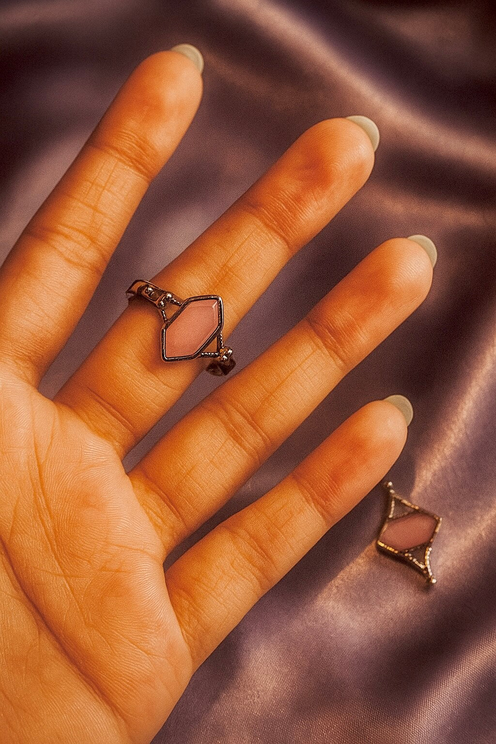 Classic Pink Aura Stone Ring